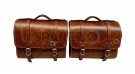 Fit For Royal Enfield Shotgun 650 Brown Tan Leather Pannier Bags with Mounting - SPAREZO